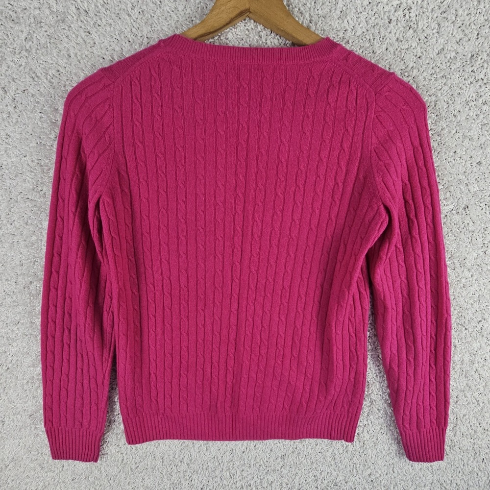 J. Crew Pullover Cable Knit Sweater Size Small Wool Blend Fuchsia Hot Dark Pink - Picture 2 of 14
